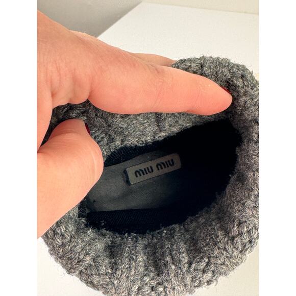 MIU MIU PRADA BLACK / GRAY KNIT 5T285C LETTERING LOGO SOCK HI TOP SNEAKERS 37 - Picture 10 of 12